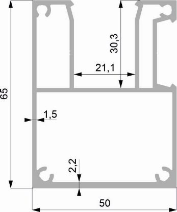 Obrázek Hliníkový profil Branka 65x50
