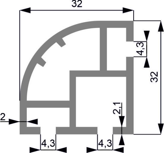 Obrázek Čtvrtstojka 32x32 Alufinal elox
