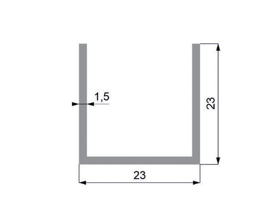 Obrázek U 23X23X1,5  zakončovací nábytková lišta elox