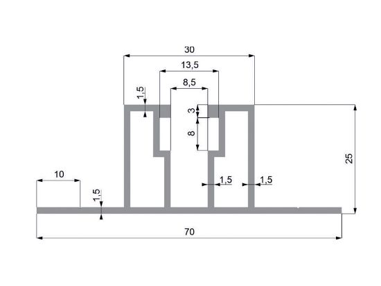 Obrázek Al profil Solar -  lišta "M8"