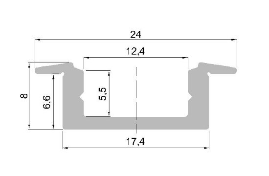 Obrázek Hliníkový profil pro LED zápustný