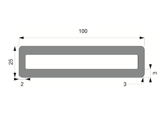 Obrázek Hliníkový jekl 100x25x2x3 R3